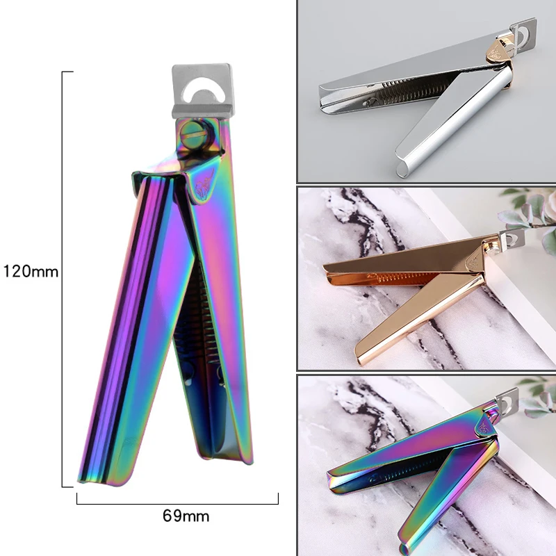 1PCS False Nails Tips Shape Nipper Fake Edge Well Cutter Trimmer Clipper Rainbow Stainless Steel Nail Art Tool