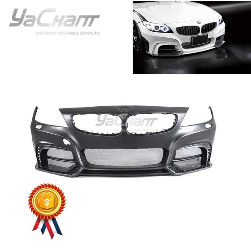 

Portion Carbon Fiber Forged Carbon Weave Front Bumper Fit For 2009-2013 BMW Z4 E89 Rowen White Wolf Edition Style with LED