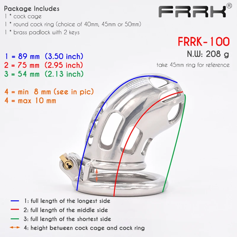 FRRK Strapon Male Chastity Belt Cock Cage Men Stainless Steel Adult BDSM Sex Toys Metal Penis Rings Strap On Lock Bondage Device