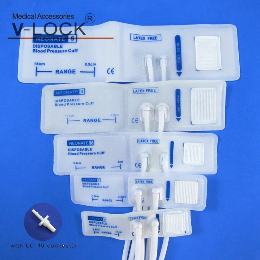 Disposable neonate speical blood pressure cuff with double tube full 5sizes with connector LC10