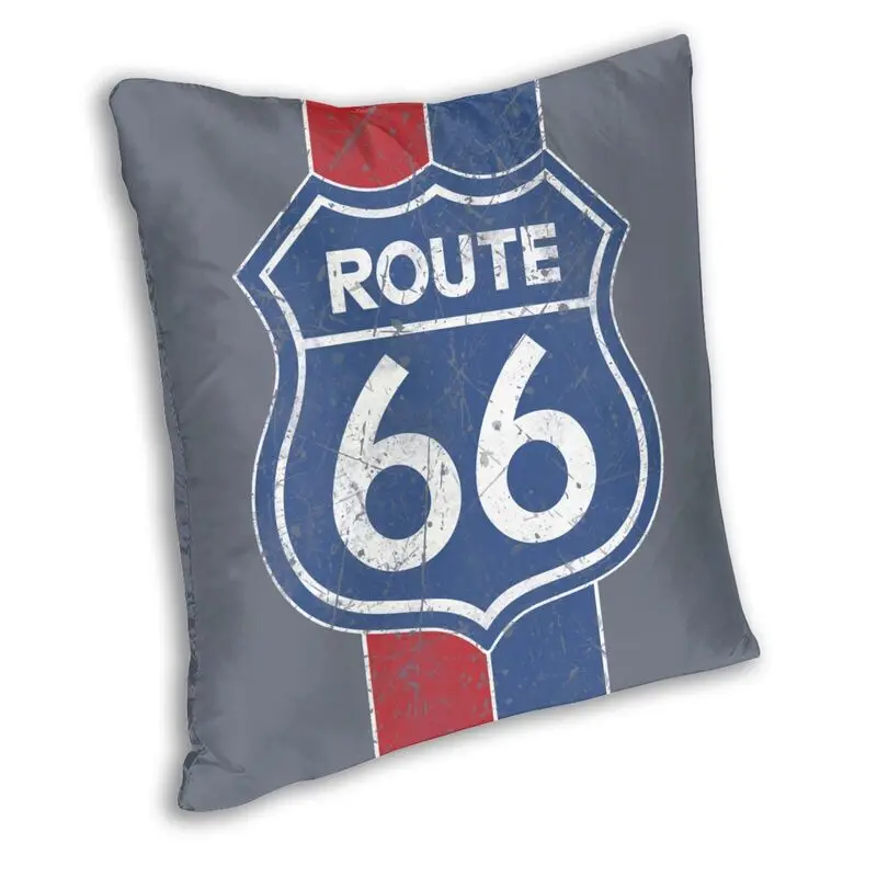 Route 66 Historic Road Square Pillow Case Home Decor Vintage Style Cushions Throw Pillow for Sofa Double-sided Printing