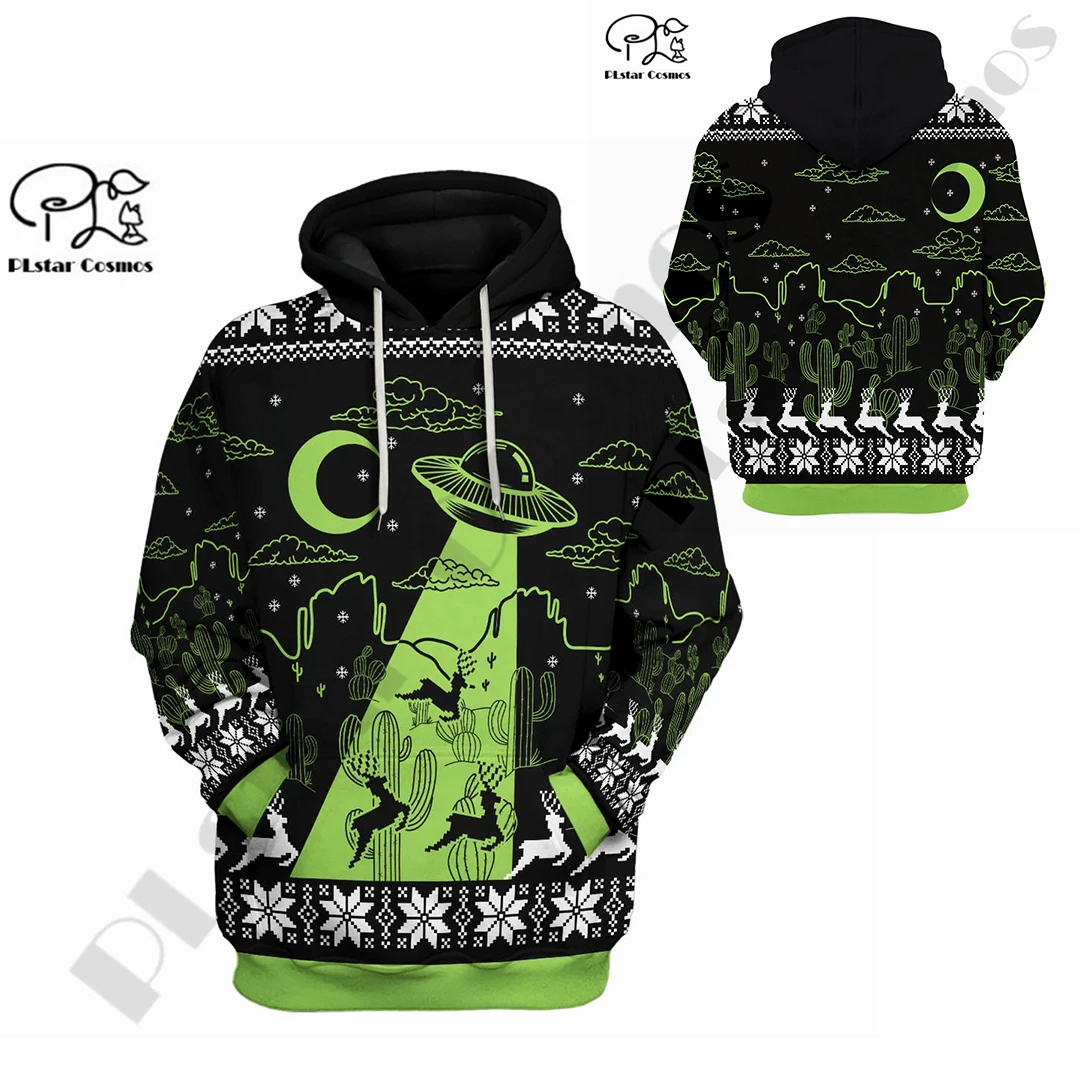 PLstar Cosmos 3Dprint Newest ALIEN & UFO Christmas Art Harajuku Streetwear Unique Unisex Casual Hoodies/Sweatshirt/Zip -2