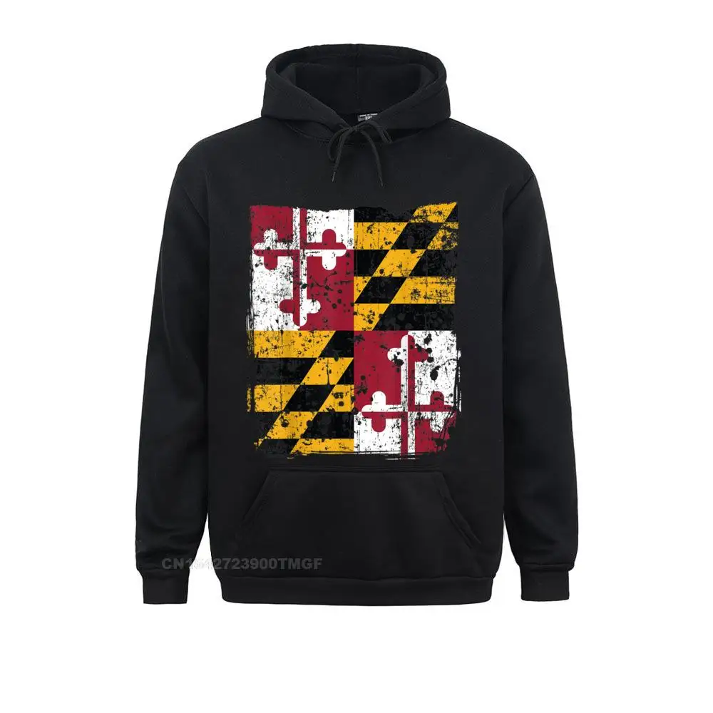 Fashionable Maryland State Flag Faded Flag of Maryland Oversized Hoodie Streetwear for Men Brand New Summer Streetwear