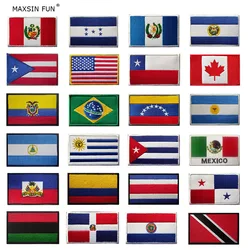 1PC 3D USA Canada Brazil Mexico Chile Peru North And South America Country Flag Patches Armband Backpack Stickers Clothes Badge