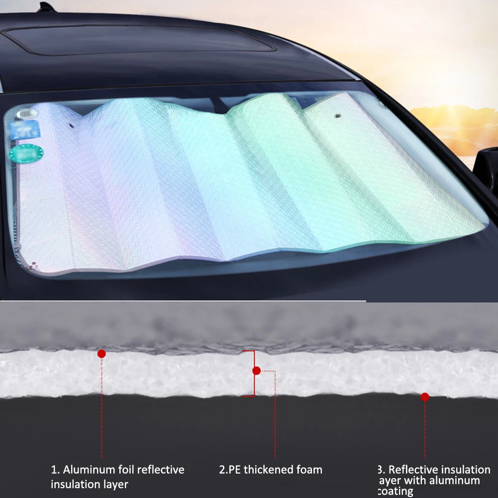 Car Sunshade UV Protection Curtain Car Foil Sunshade Windshield Sunshade Cover Front Window Sunshade