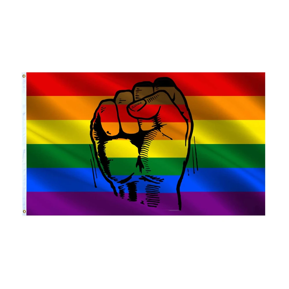 Black Support Power Fist Flag BLM Pride Flags LGBT Banner 3x5 Ft