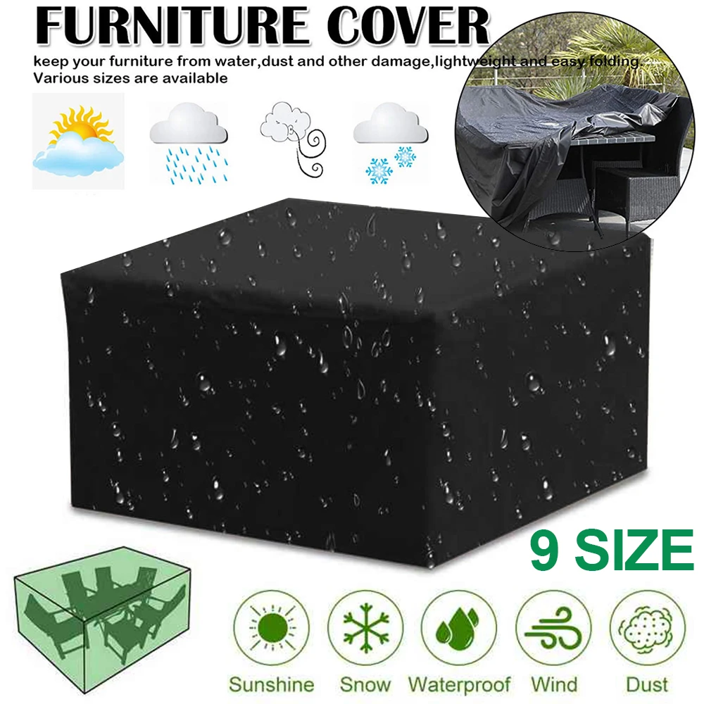 

9 Sizes Outdoor Garden Furniture Rain Cover Waterproof Oxford Wicker Sofa Protection Set Garden Patio Rain Snow Dustproof Black