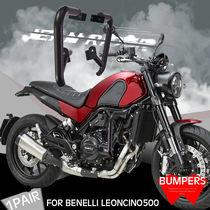 KOSOO Motorcycle Engine Bumper Guard Crash Bars Protector Steel Styling For Benelli Leoncino 500 1Pair Bumpers Safty Accessories