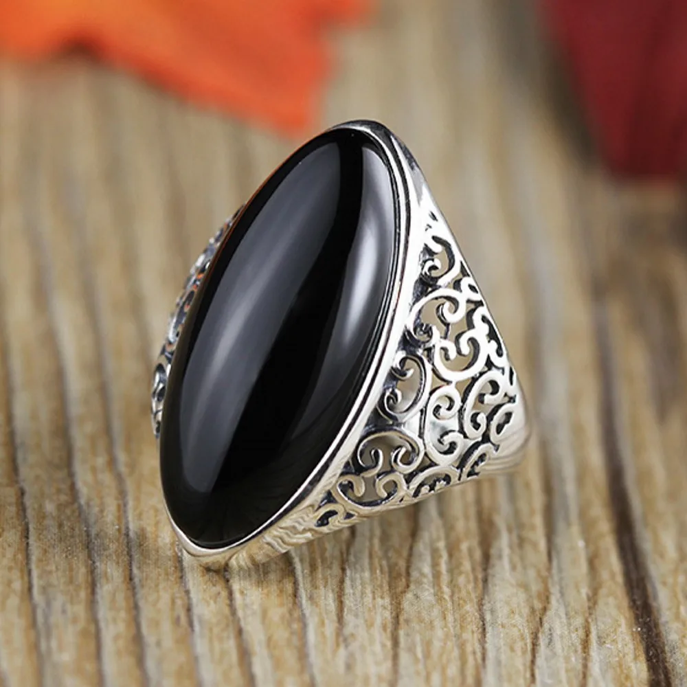 BOCAI New S925 Silver Jewelry Palace Smith Style Restoring Ancient Ways Big Star Pulp Women Ring