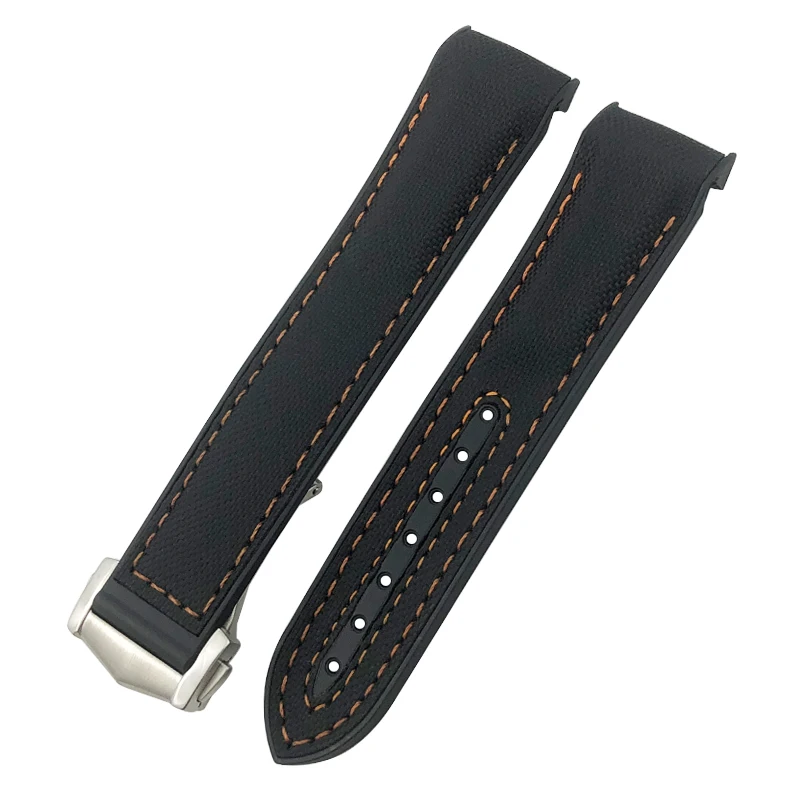 19mm 20mm 21mm 22mm Rubber Leather Watchband Fit for Omega Planet Ocean Seamaster Diver 300 Silicone Nylon Sports Watch Strap