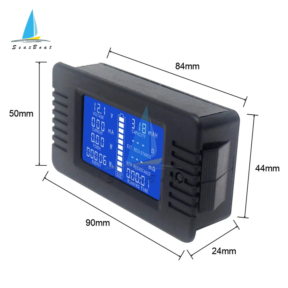 DC 0-200V 10A 100A 300A Tester di capacità della batteria multifunzionale misuratore di energia di corrente di tensione voltmetro digitale LCD