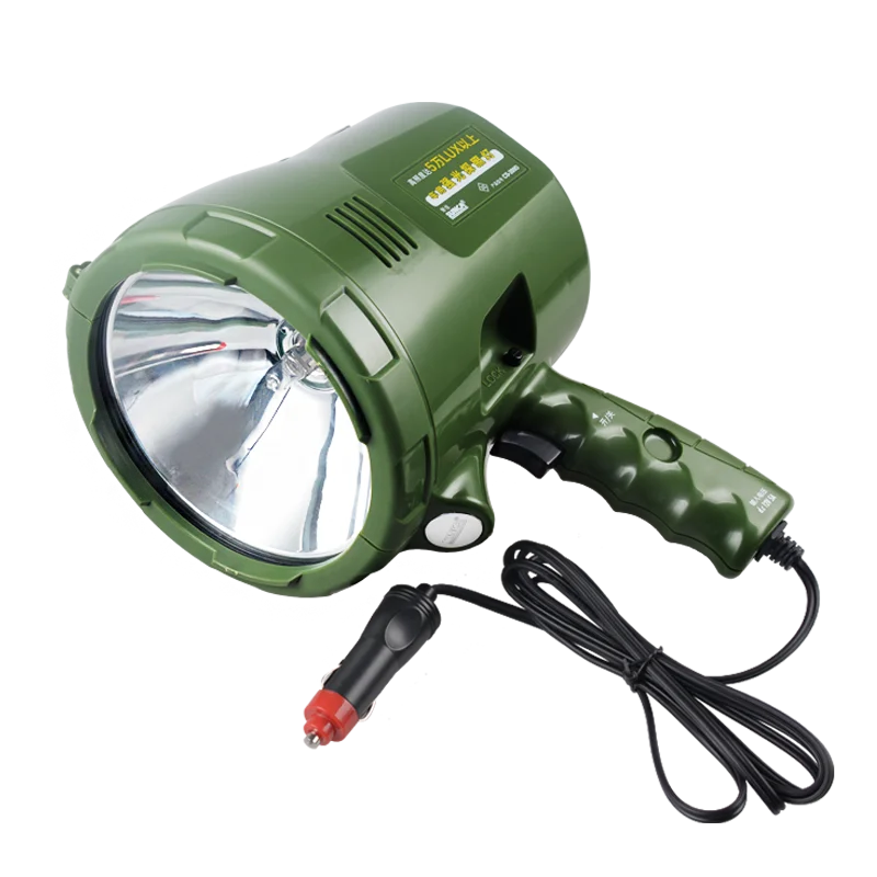 High-power 100W halogen searchlight 55W super penetrating yellow light flashlight external 12V battery for hunting adventure