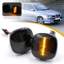 2 Pcs For Seat Ibiza Cordoba II LED Smoked Lens Turn Signal Lights Front Bumper Side Marker Lamps 1999 2000 2001 2002