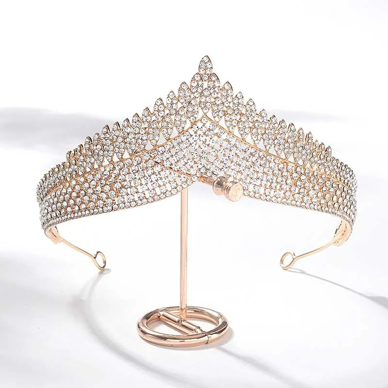 New Korean Fashion Style Luxury Retro Rhinestone Royal Princess Tiara Crown Headband Bride Noiva Wedding Party Hair Accessories