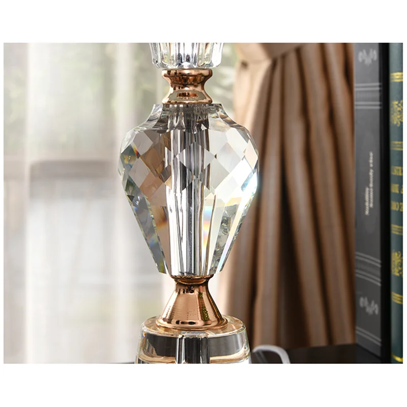 OURFENG Modern Table Lamp Crystal Blue Luxury LED Desk Light Home Decorative for Foyer Bed Room Office Hotel Study