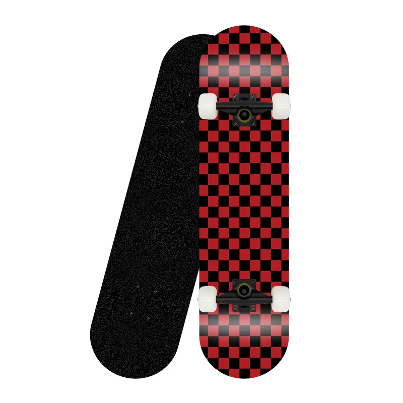 Nuevo Hot LY * R 80*20CM serie de cuadrícula en blanco y negro monopatín doble vertical cubierta de cuatro ruedas Penny Board tabla larga