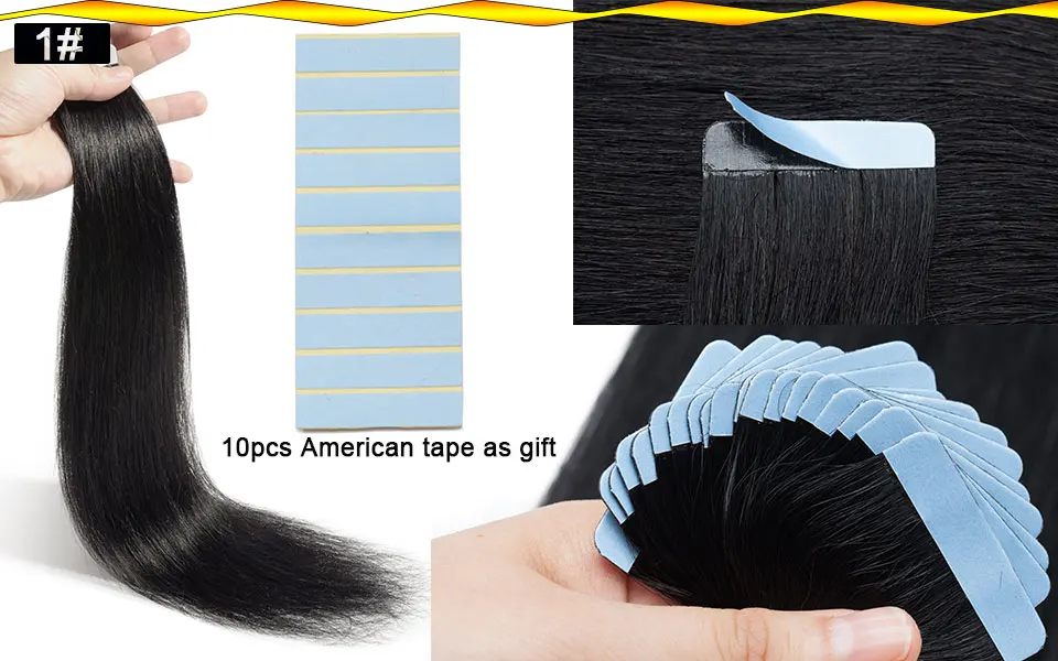 SEGO 2,5 g/Stück, gerade Tape-In-Haarverlängerungen, Echthaar, Skin Weft Tape Hair, nahtlos, unsichtbar, doppelseitiges Klebeband, 20 Stück – Detail 5