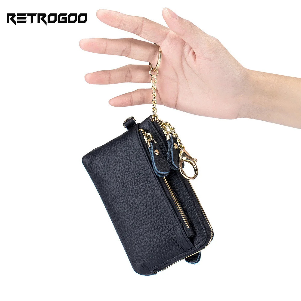 RETROGOO السوار محفظة للنساء محفظة نسائية للعملات المعدنية جلد طبيعي براثن حقيبة السيدات المال بطاقة الائتمان حامل سلسلة مفاتيح محفظة صغيرة