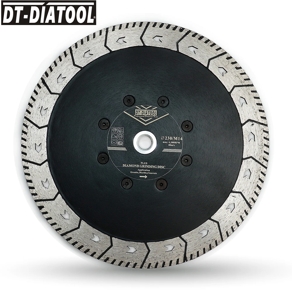 

DT-DIATOOL 1pc Dia 9inch/230mm M14 Thread Diamond Cutting Grindng Disc with Grinding Granite Marble Concrete Dual Saw Blade