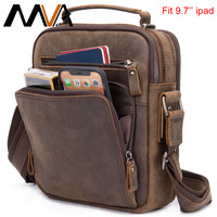 MVA Man's Crossbody Shoulder Bag Multi-function Men Handbags Large Capacity Crazy Horse Leather Shoulder Bag For Men Travel 6014