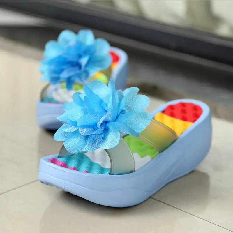 Summer Sandals Wedges Flip Flops Platform Slippers Shoes slippers sandalia New Women Sandals Fashion Flower shoes RTG6