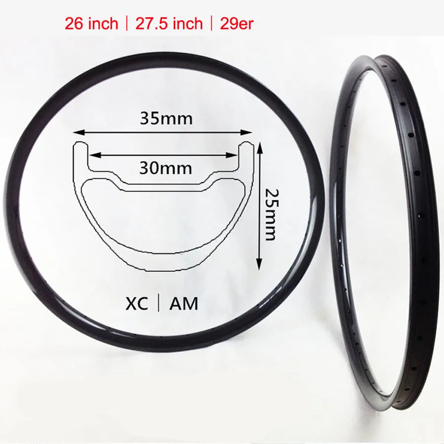 Ultralight 330g 26 inch 27.5 inch MTB rim 35mm wide 25mm deep hookless rim XC AM bike rim 29er complete carbon MTB bicycle rims