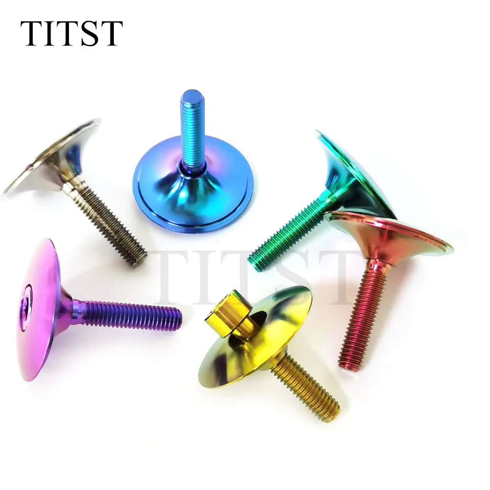 TITST Lightweight Titanium Alloy Bicycle Headset Cap + M6x30mm Bike Stem Bolt ( ONE LOT=10PCS))