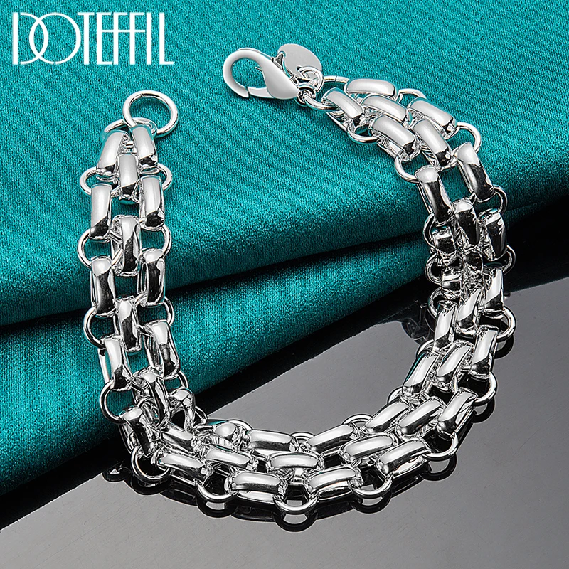 Women's 925 Sterling Silver Interlocking Circle Bracelet