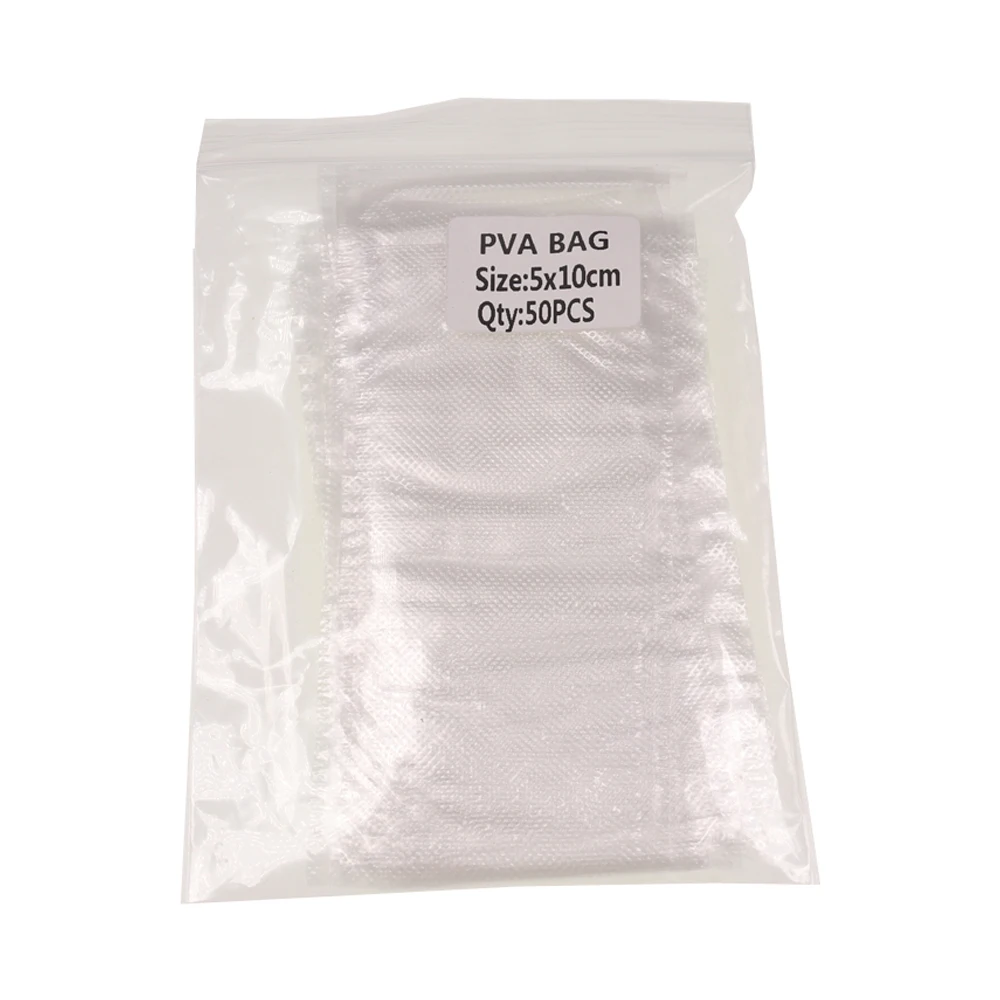Bimoo 50pcs Veloce solubile in Acqua PVA Borse Carpa Esche Da Pesca Materiale di Pesca Alla Carpa Affrontare 5*10cm 7*10cm 7*15cm 8*12cm 12*16