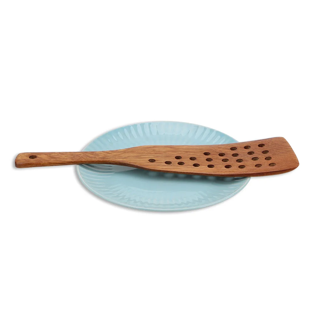 Non-Stick Pan Cookware Frying Steak Shovel Wooden Spatula Kitchen Cooking Tool Kitchen Accessories 24 Holes Filter Shovel