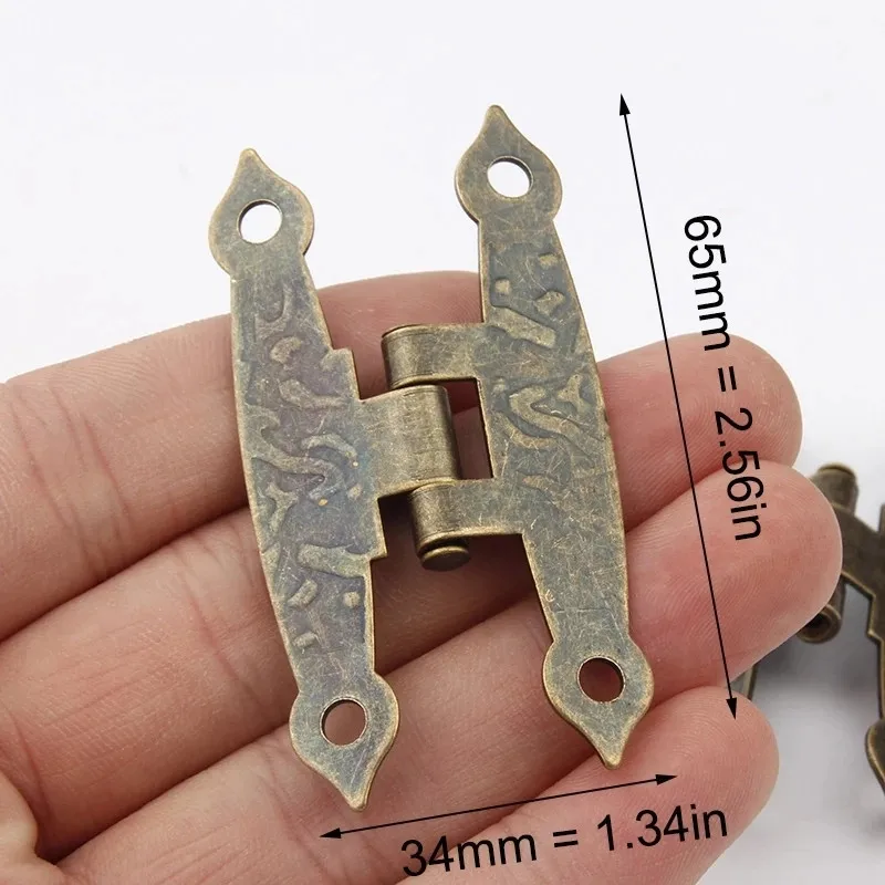 8PCS Iron Decorative Antique Bronze Hinges Jewelry Chest Wooden Box Wine Case Hinge with screws Furniture Connectors Hardware