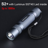 Convoy S2 Plus High Powerful Flashlight with Luminus SST40 Led Mini 18650 Torch 1800lm Lanterna Portable Work Camp Flash Light