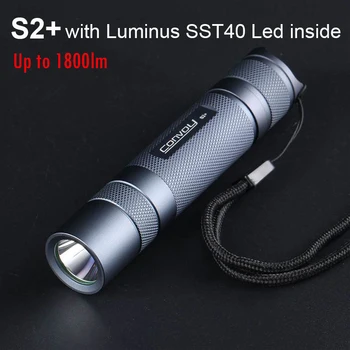 Luminus SST40 Led 미니 18650 토치 1800lm Lanterna 휴대용 작업 캠프 플래시 라이트가 장착 된 호송 S2 Plus 강력한 손전등