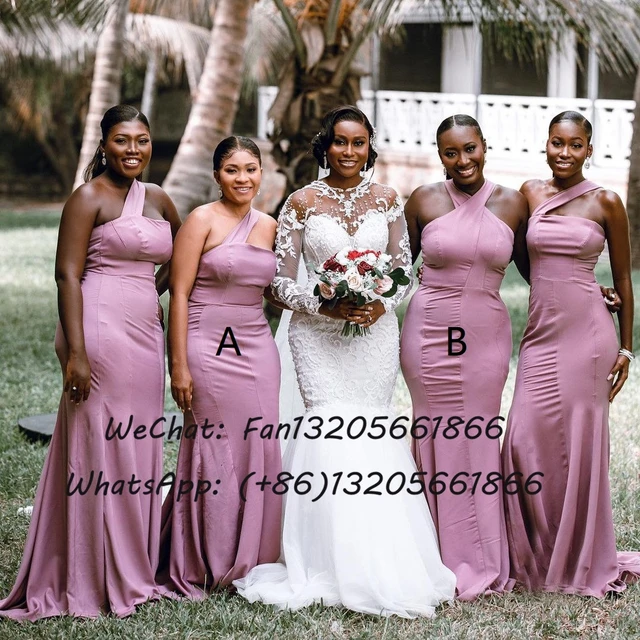 Dusty Rose A Line Bridesmaid Dresses One Shoulder Mermaid 2022 Formal Long Wedding Party Dress For Women Prom Gowns Bridesmaid Dresses AliExpress