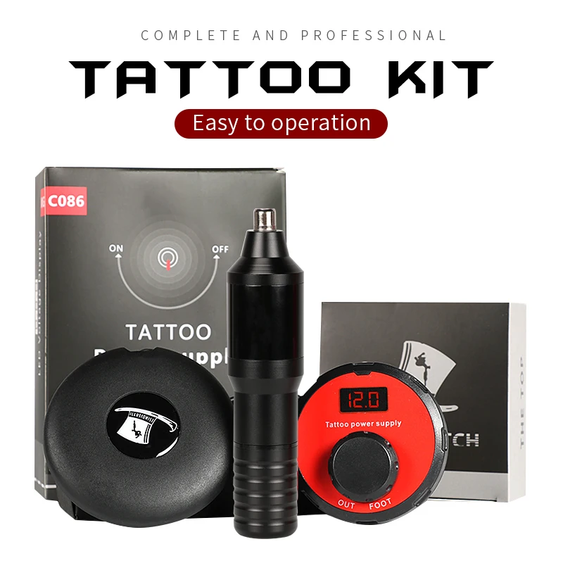 

Tattoo Kit Professional Tattoo Rotary Machine Digital Power Foot Pedal Permanent Makeup Tattoo Supplies