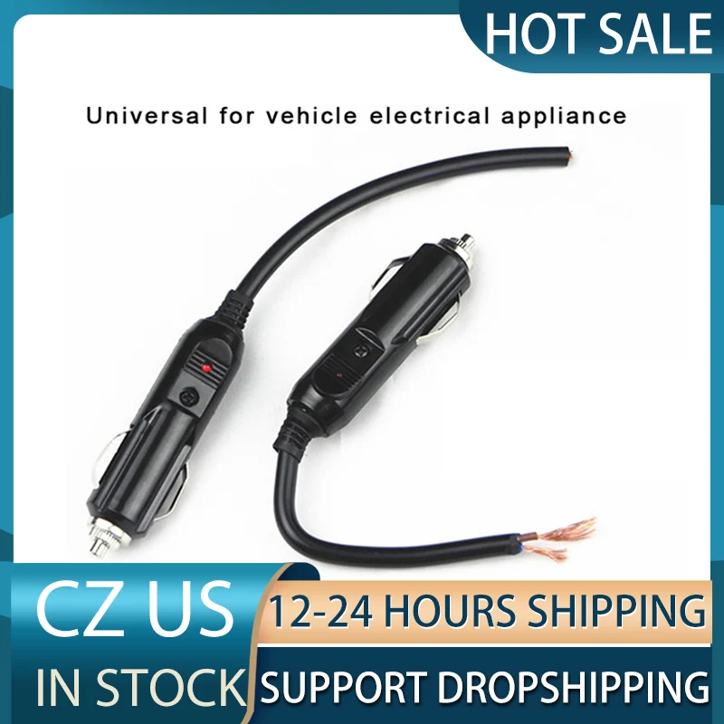 12V/24V Auto LED Male Cigarette Lighter Socket Connector With 20A Fuse Car Electronics