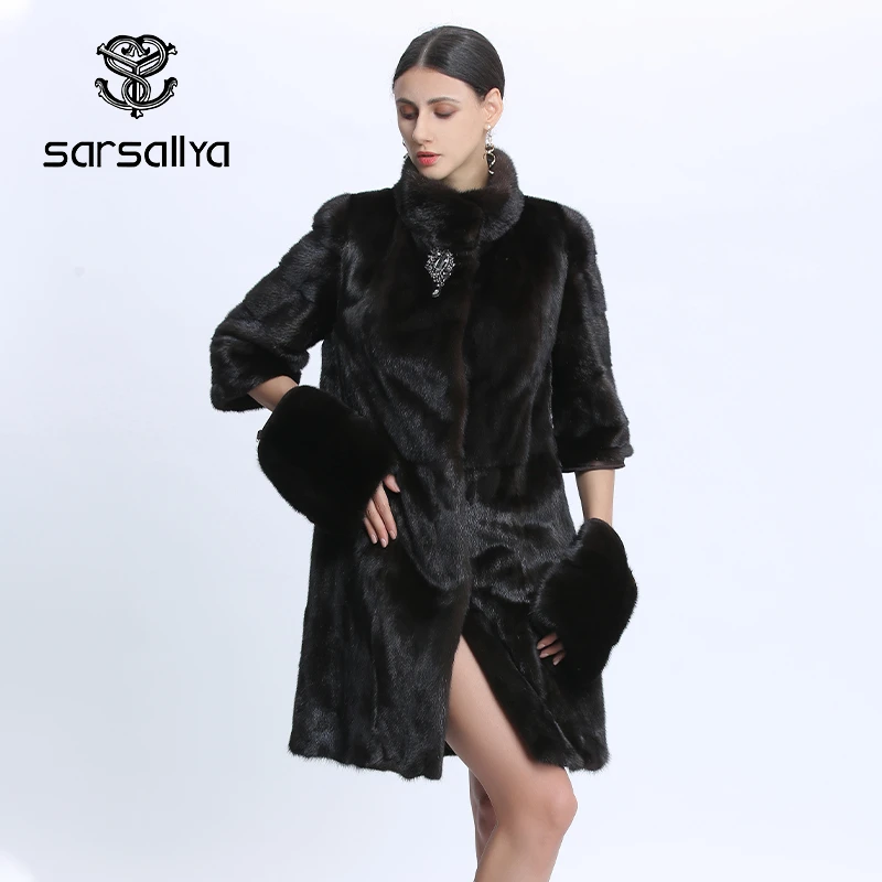 Real Mink Fur Coats Transformer Women Mink Jackets Oversize Female Natural Mink Fur Coat Black Thick Warm Winter Clothes 7XL 6XL