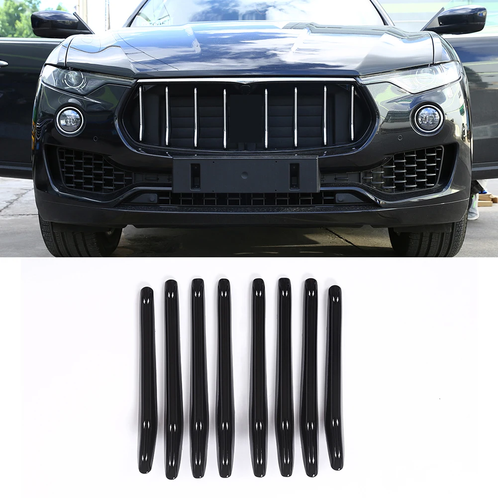 

8pcs Car Modification Parts Black Middle Mesh Grille Trim Strip Suitable for Maserati Levante Car Styling Accessories