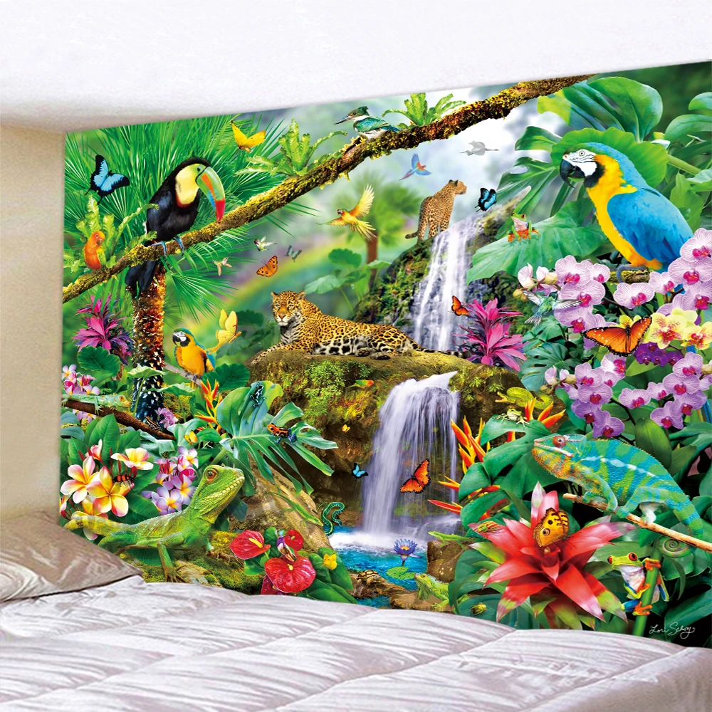 Forest animal home decoration art tapestry bohemian decoration psychedelic scene wall hanging bedroom wall decoration