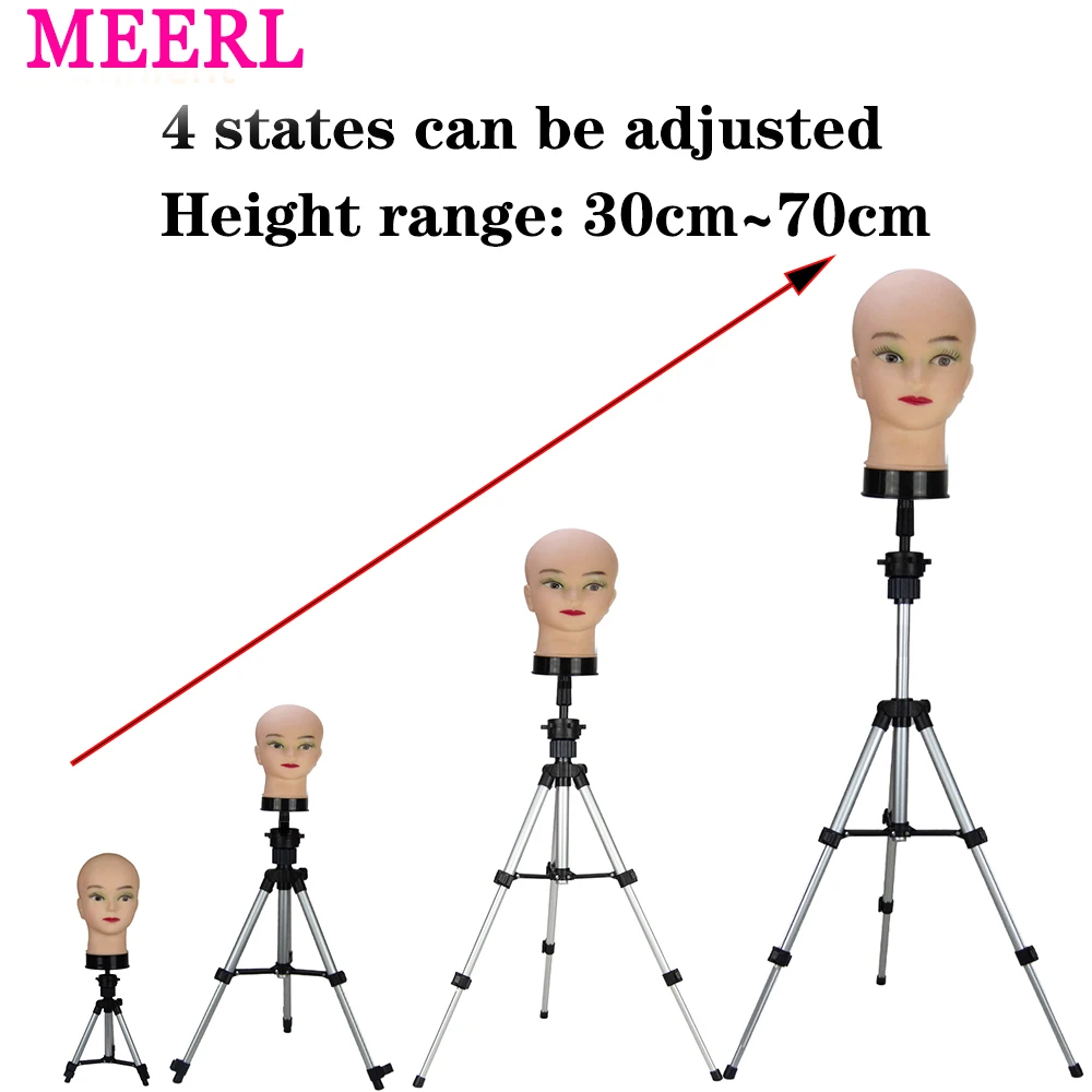 Mini Tripod Wig Stand Adjustable Metal Hairdressing Training Mannequin Head Wig Stand Wig Non-Slip Base for Doll Head Block Wig