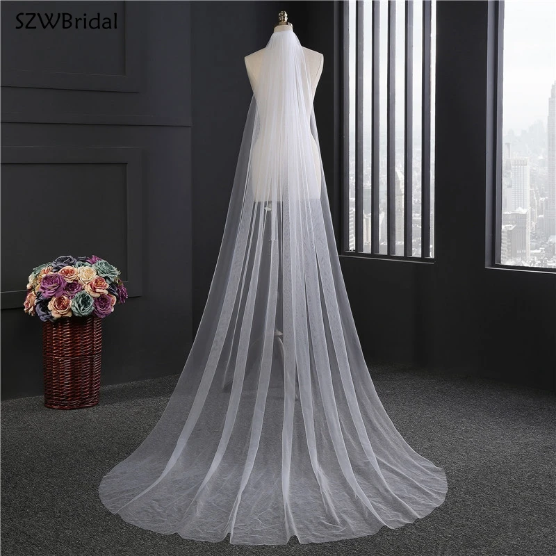 

cheap Real Photos 2M White/Ivory Wedding Veil One-layer long Bridal Veil Head Veil Wedding Accessories 2024