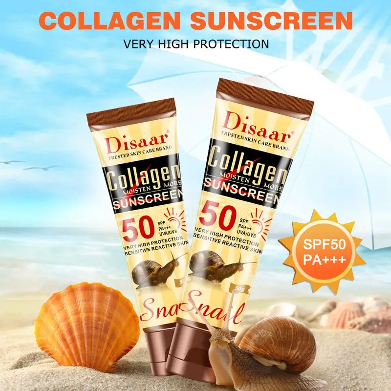 Collageen Slakken Gezicht Lichaam Zonnebrandcrème Vochtinbrengende Crème Huid Beschermende Crème Olie-Controle Hydraterende Spf 50 + Gezicht