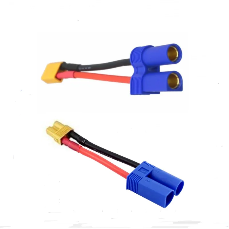 2Pcs XT30 Male Female Plug to Tamiya Deans TRX EC2 EC5 Male Female Connector Adapter Wire 14awg 4cm for RC Battery Charger Motor