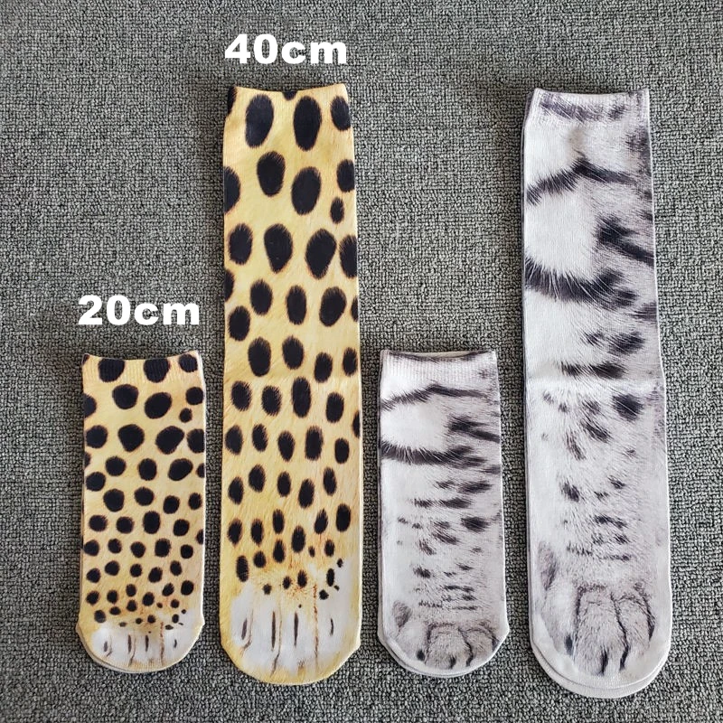 Calcetines de animales en 3D con garra de gato, calcetín Unisex de leopardo, divertidos trucos de broma, juguetes de interacción entre padres e