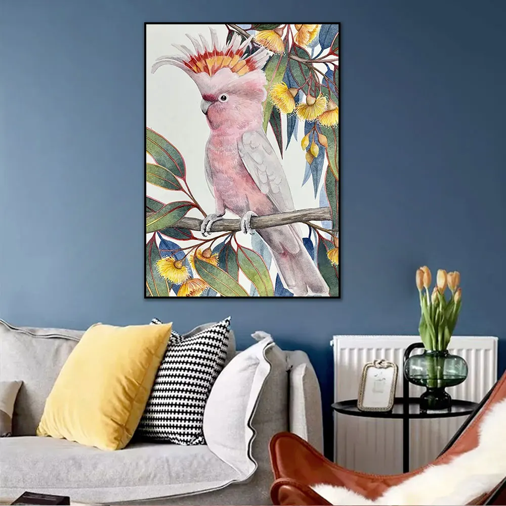 

Cute Pink Bird Painting Cartoon Animal Canvas Posters And Prints Wall Art Picture For Living Room Bedroom Home Decoration