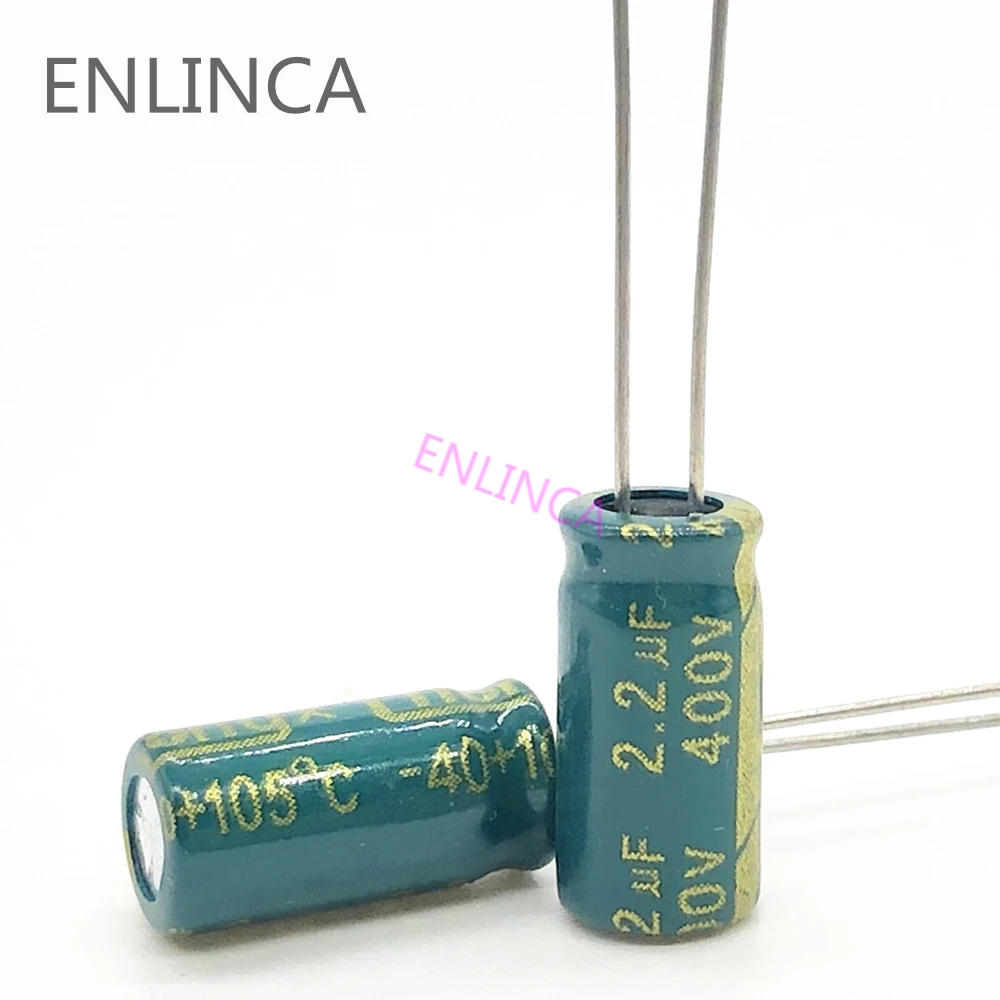 50pcs/lot 2.2UF 400V 2.2UF aluminum electrolytic capacitor size 6*12 S102 20%