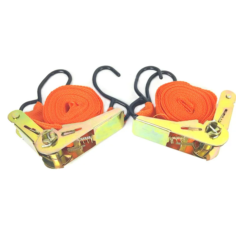 2pcs Lashing Car Cargo Ratchet Strap Tie Down Belt Equipment Truck Tension Rope Motorcycle Bike Transport Strong Luggage Tow Bag