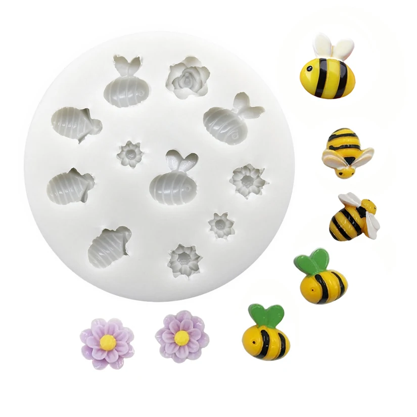 Bee Flower Silicone Mold Fondant Cake Chocolate Candy Jello Silicone Decorating Tools