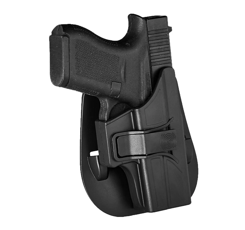 Polymer OWB Holster, Glock 43, 43, 43, Matched Paddle Attachment, 60 Degree Rotatable, Adjusting Case