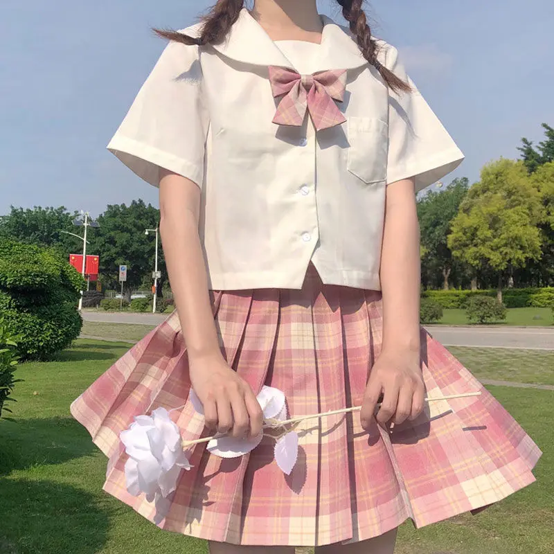 Camisa de manga corta con cuello japonés KANTO KANSAI para niñas, blusa blanca para uniformes de escuela secundaria, vestido escolar Jk, Top de uniforme de verano